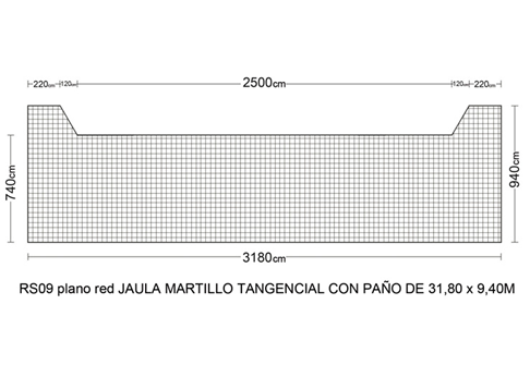 Referencia: K154, nombre: Ud. Red Jaula Lanzamiento Martillo-Disco Tangencial